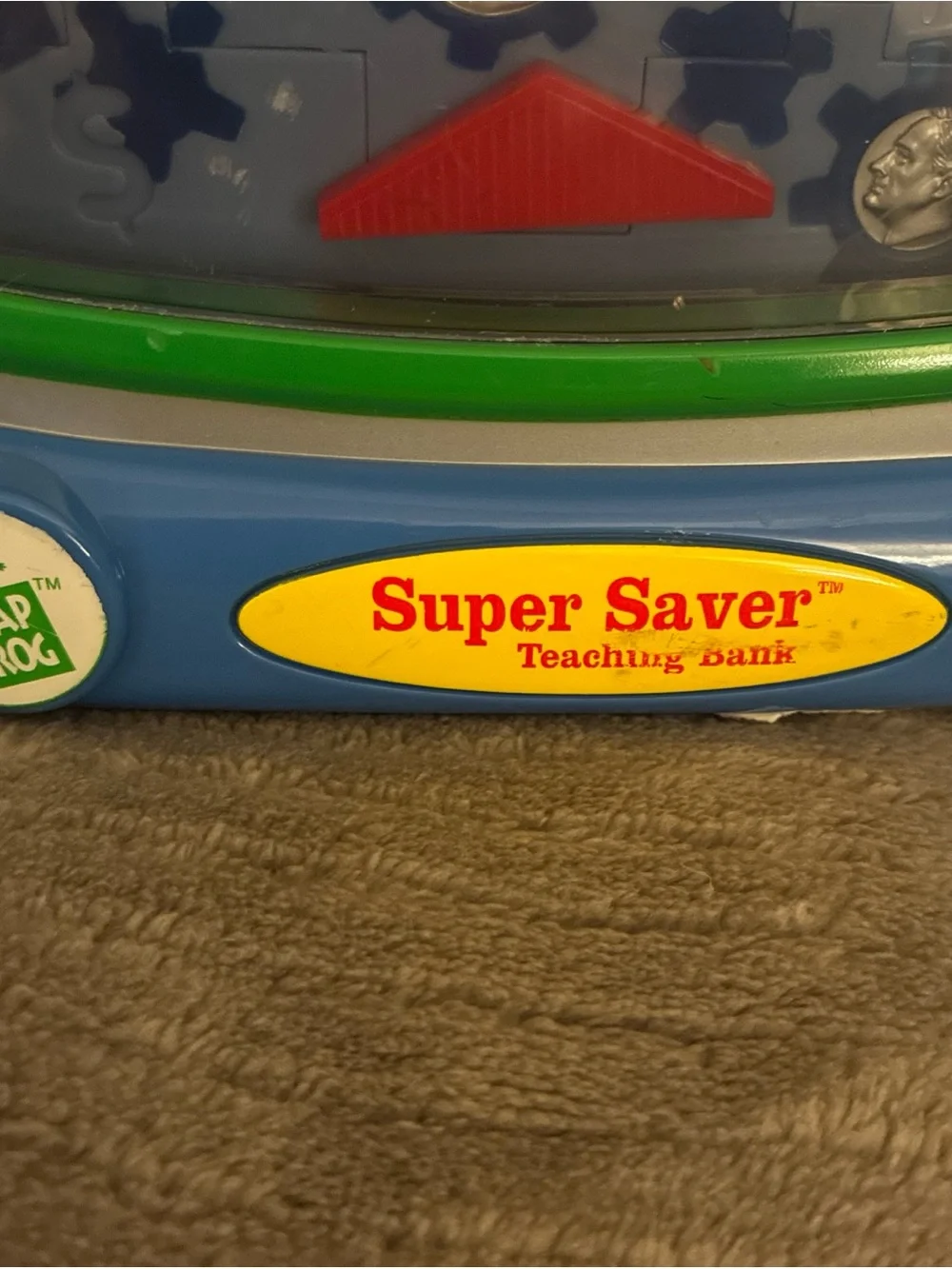 HTF Vintage Leap Frog Super Saver Teaching Bank Toy Counts Money WORKS